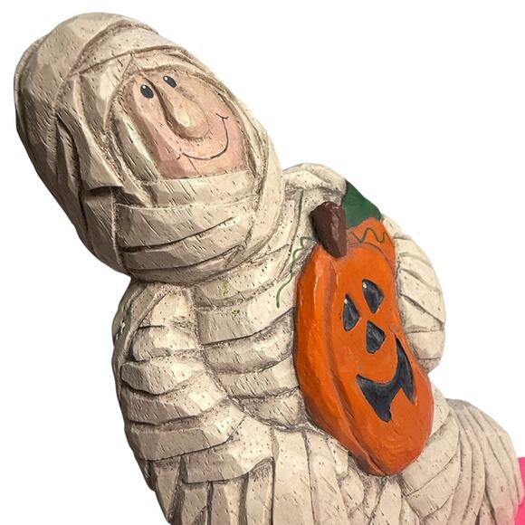 Eddie Walker MidWest of Cannon Falls Halloween Mummy Jack O Lantern Figurine 7” - Picture 11 of 13